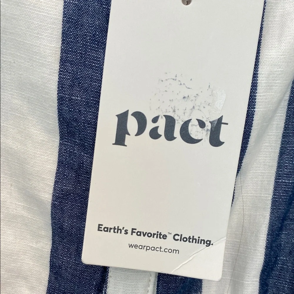 Pact cotton Navy and White Stripe Button-Front Dress - Picture 3 of 10